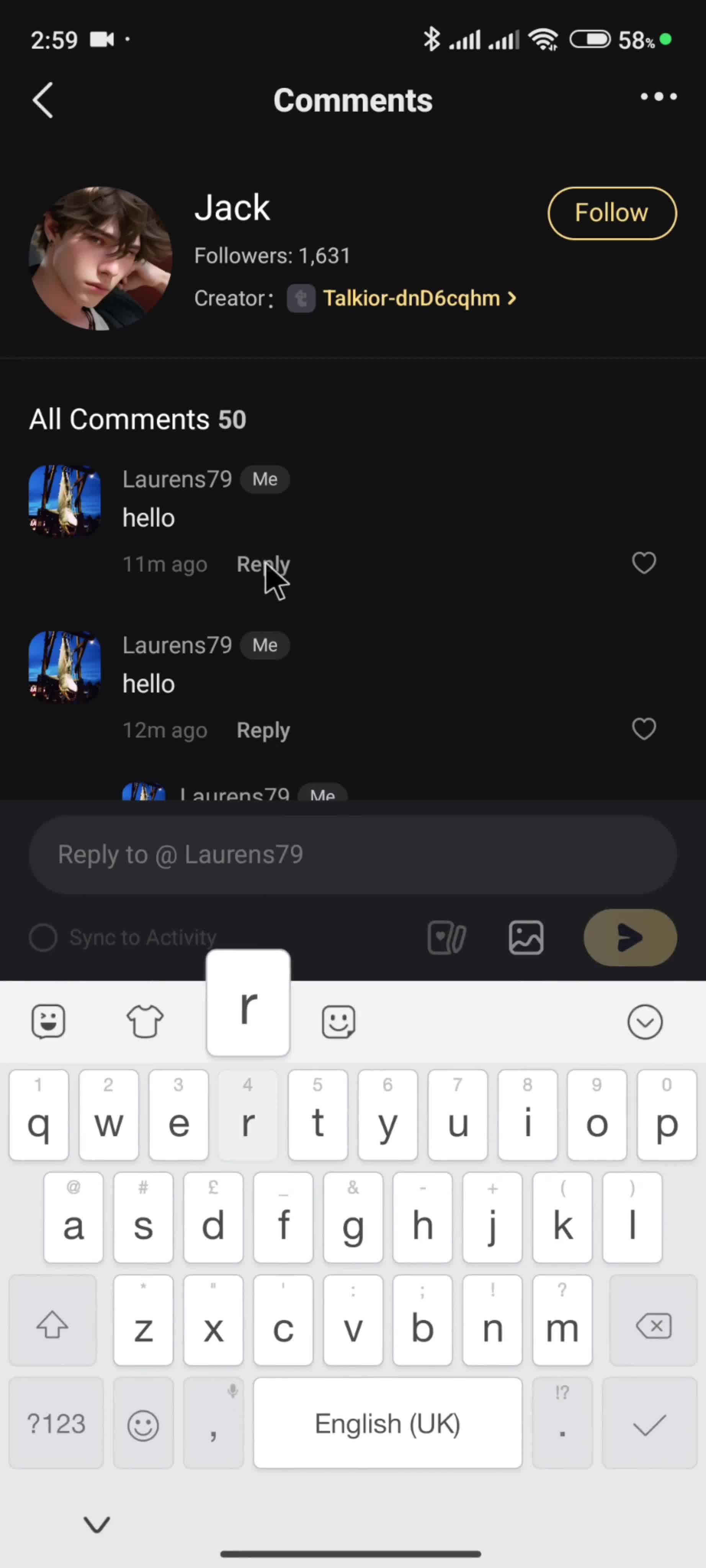 Commenting screenshot