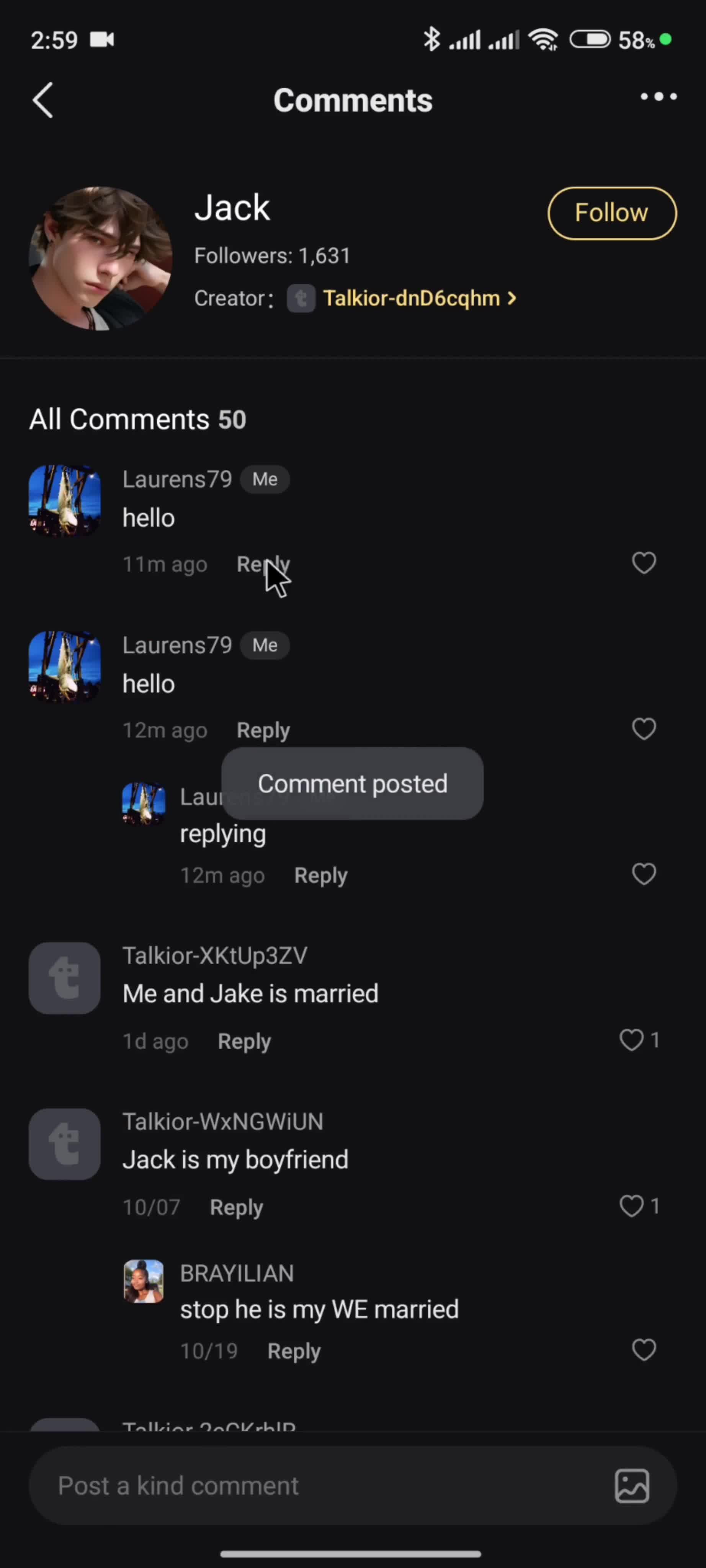 Commenting screenshot