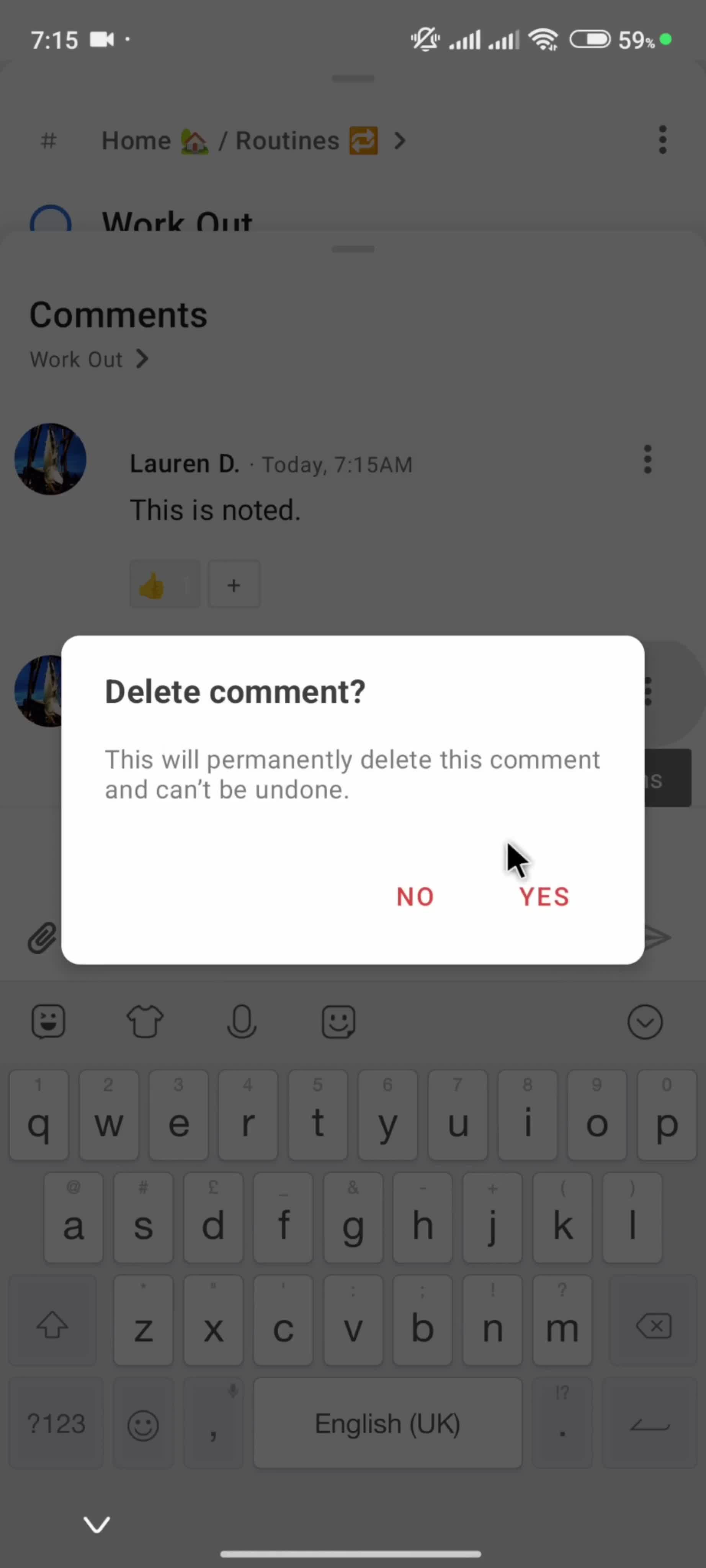 Commenting screenshot