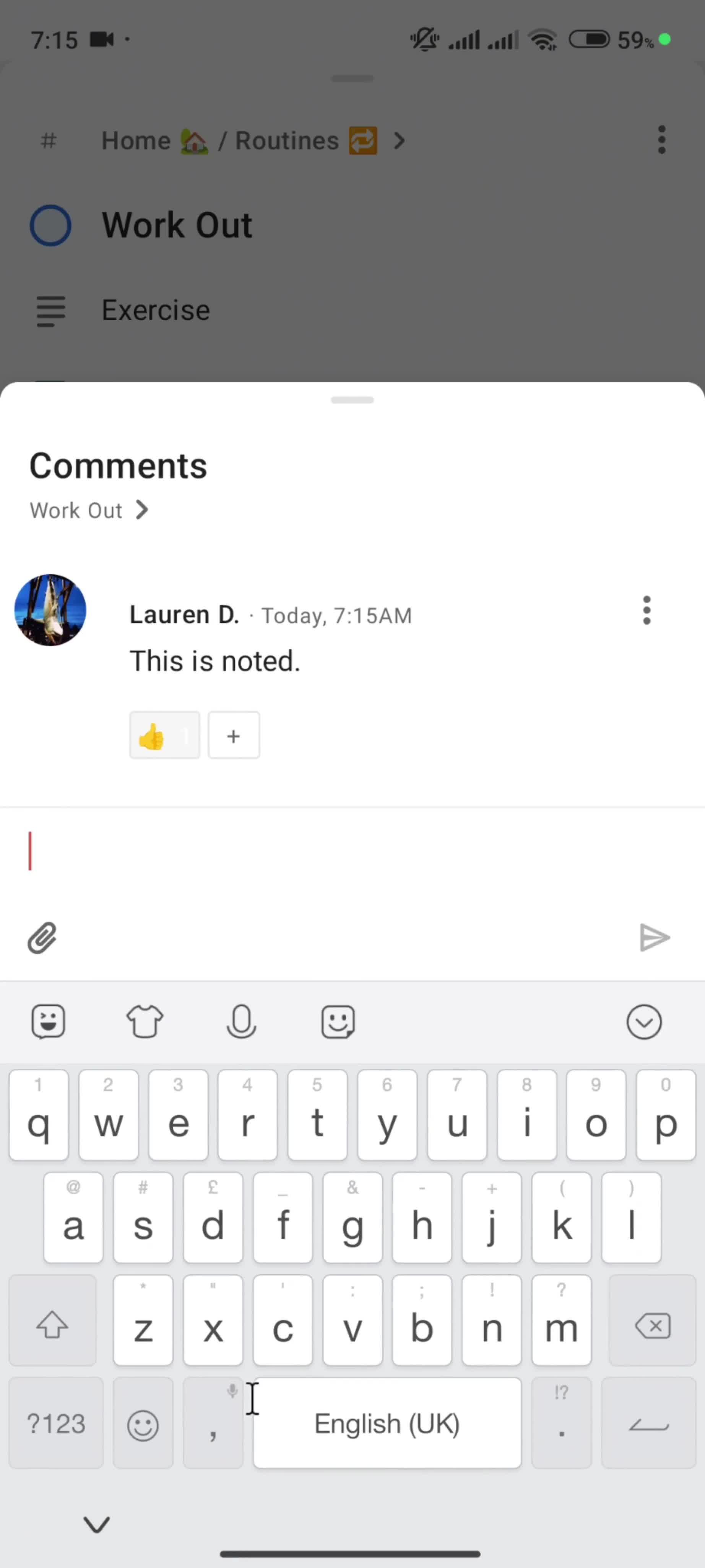 Commenting screenshot