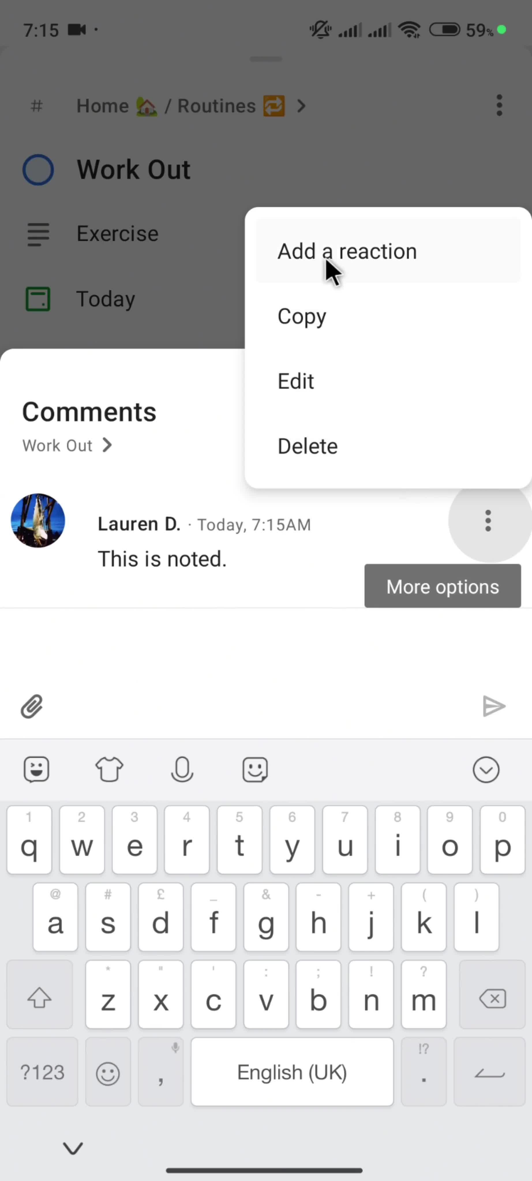 Commenting screenshot