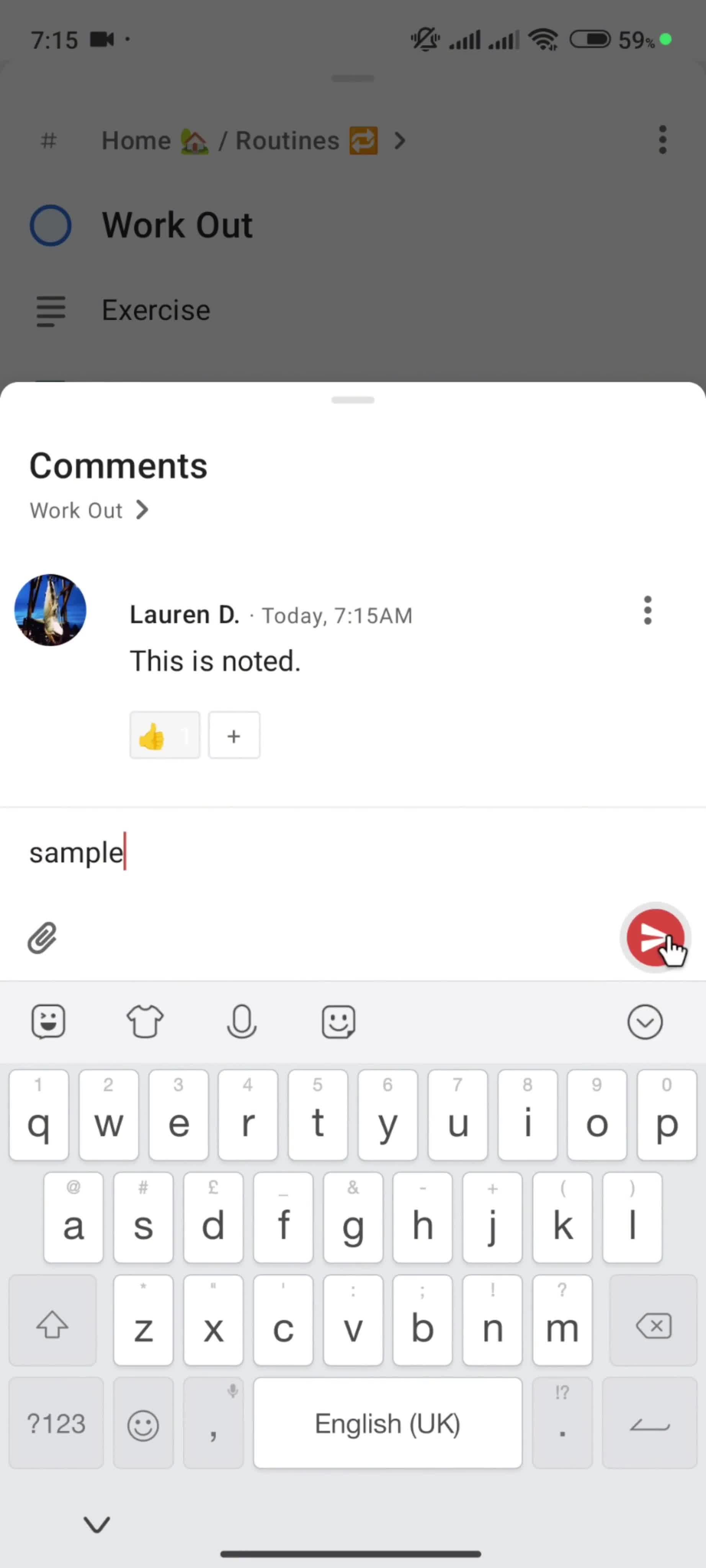 Commenting screenshot
