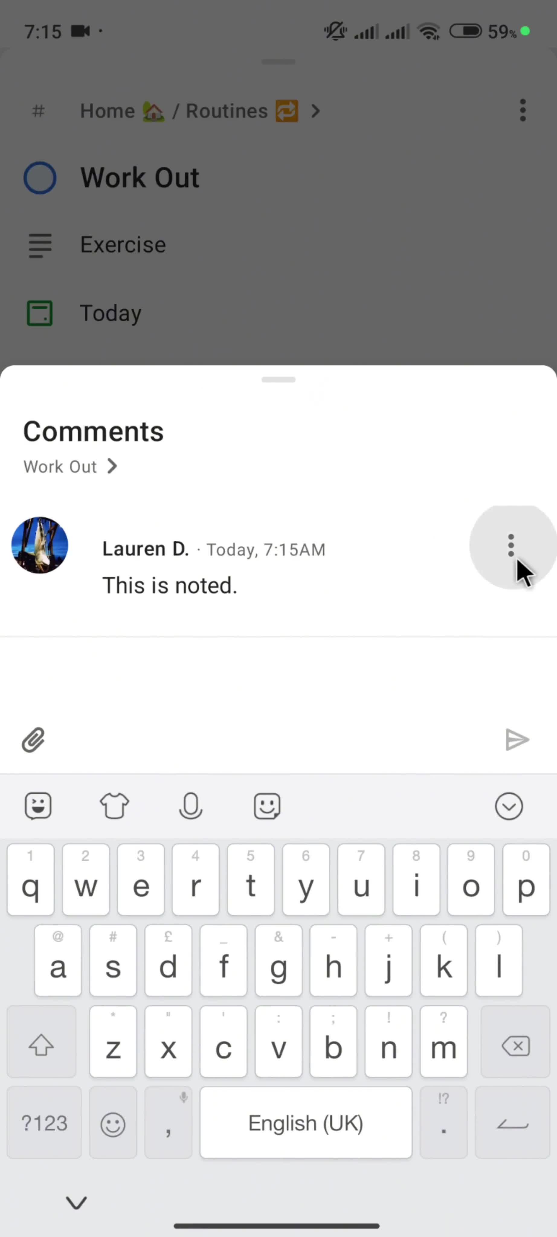 Commenting screenshot