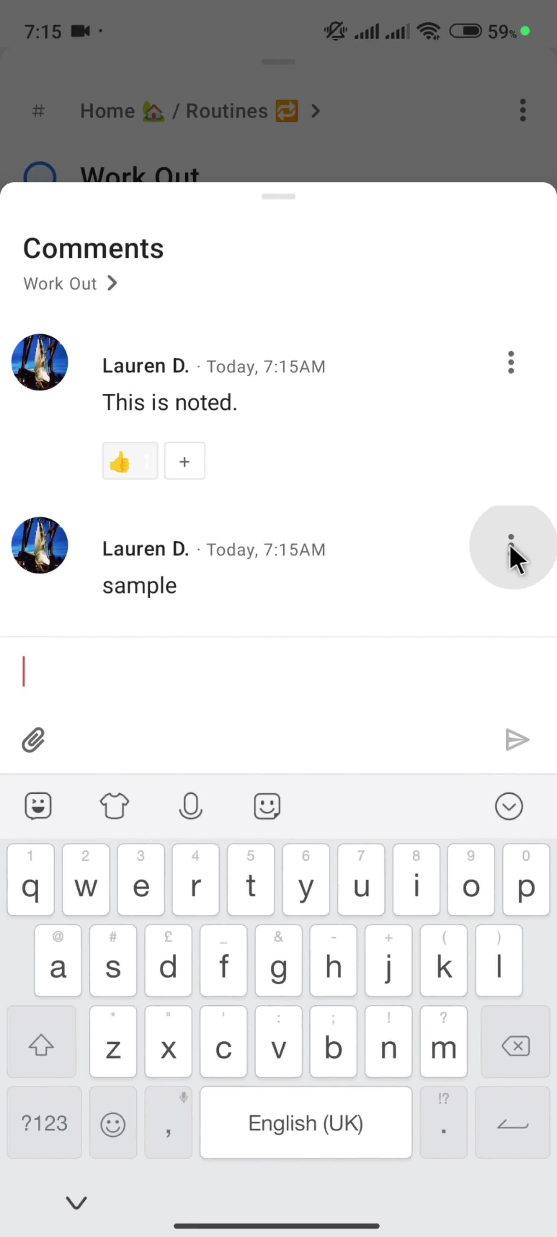 Commenting screenshot