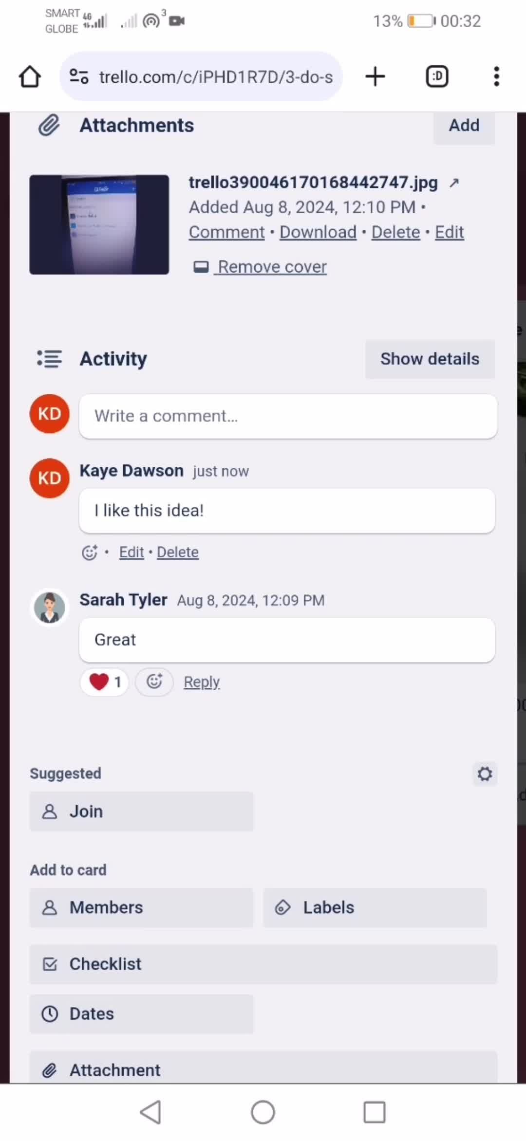 Commenting screenshot