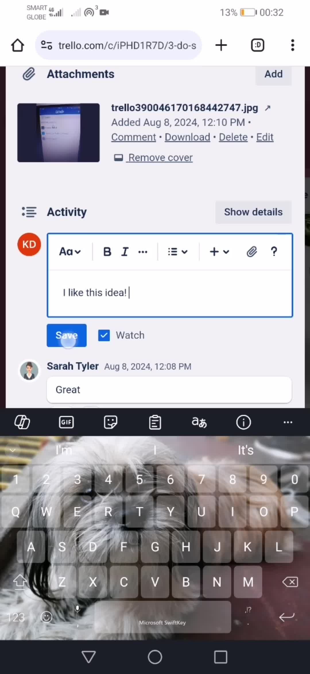 Commenting screenshot