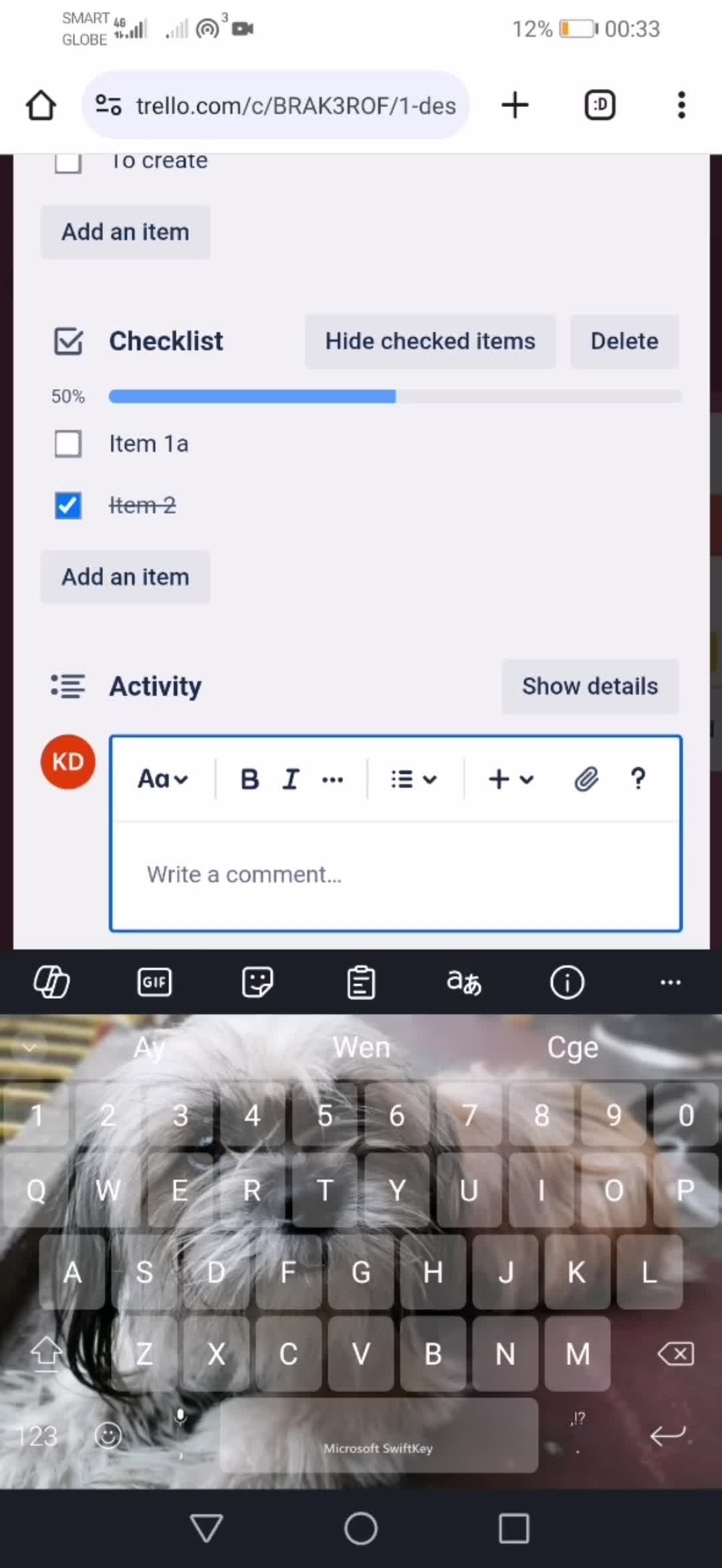 Commenting screenshot