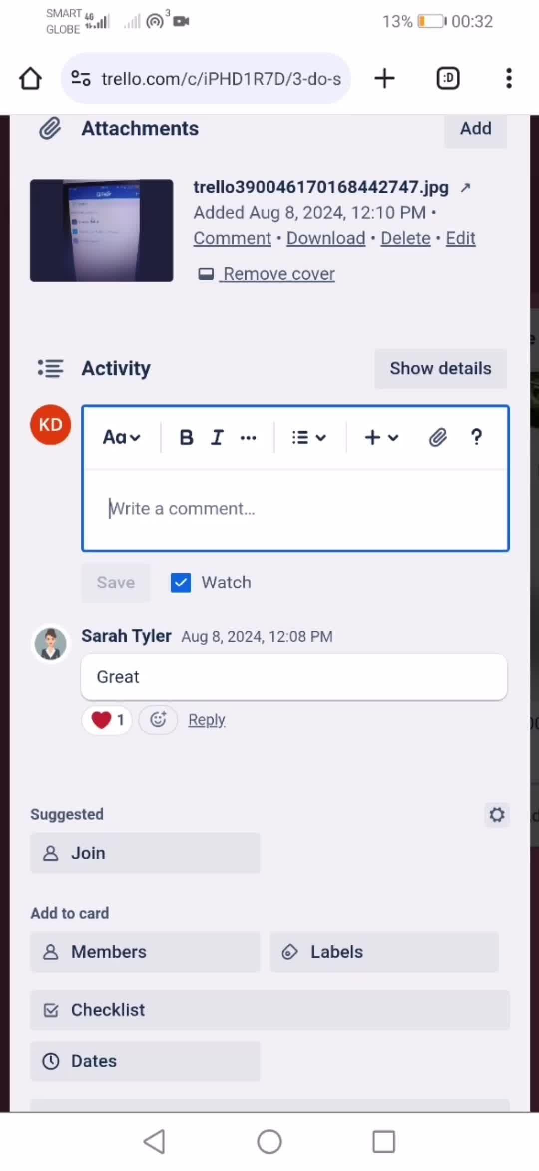 Commenting screenshot