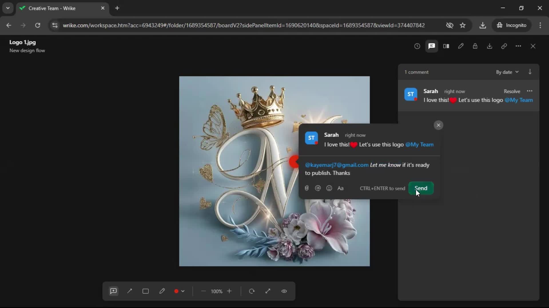 Commenting screenshot