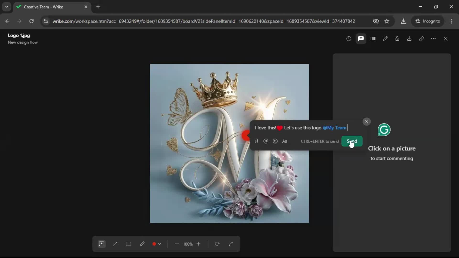 Commenting screenshot