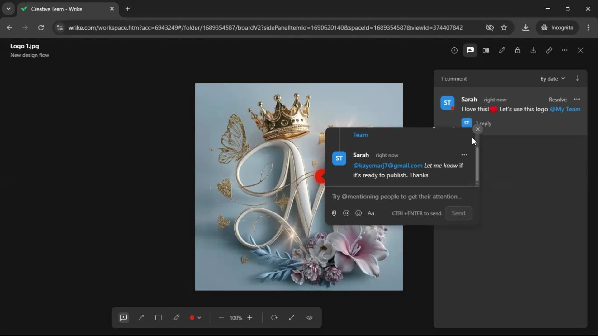 Commenting screenshot