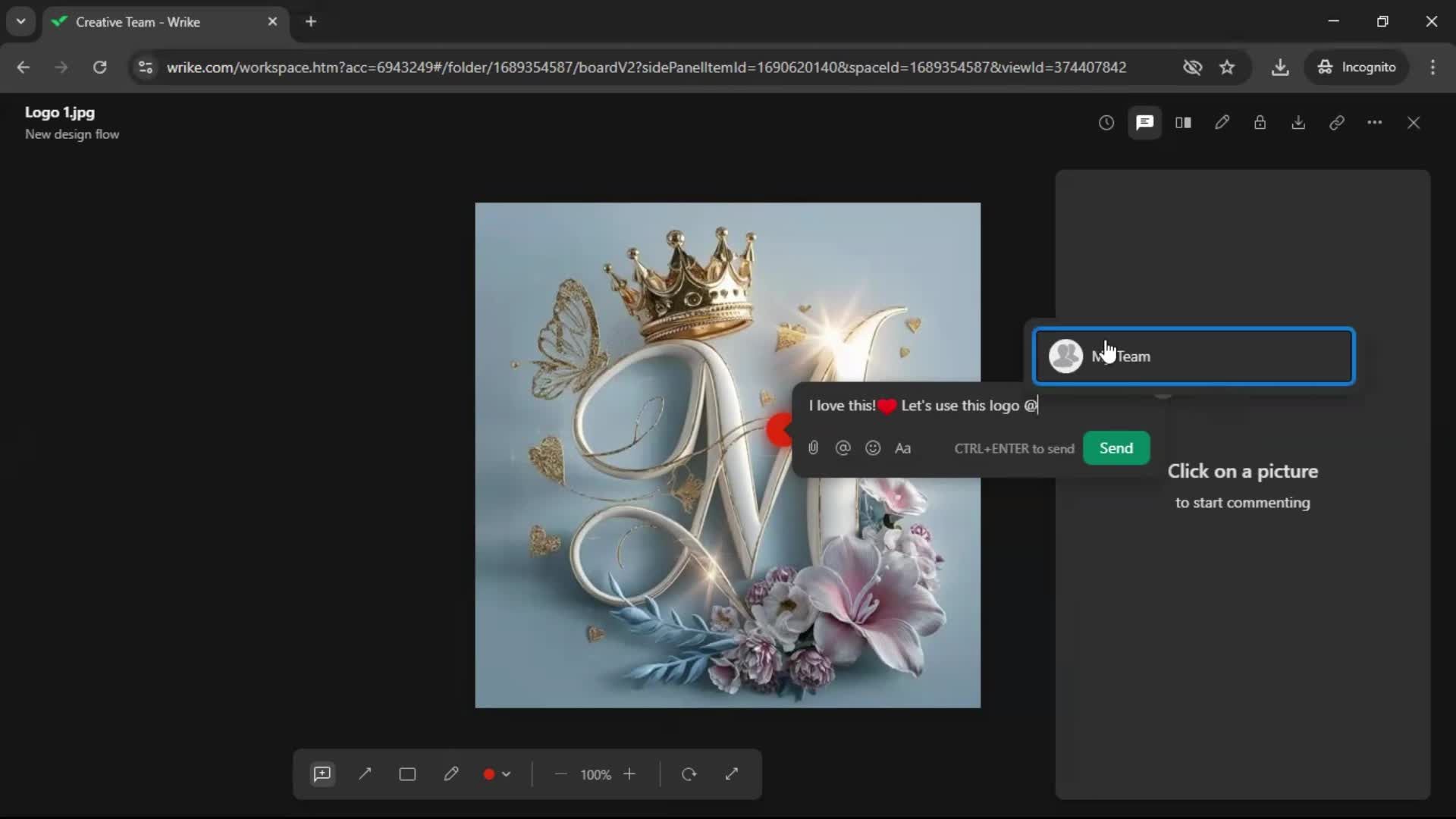 Commenting screenshot