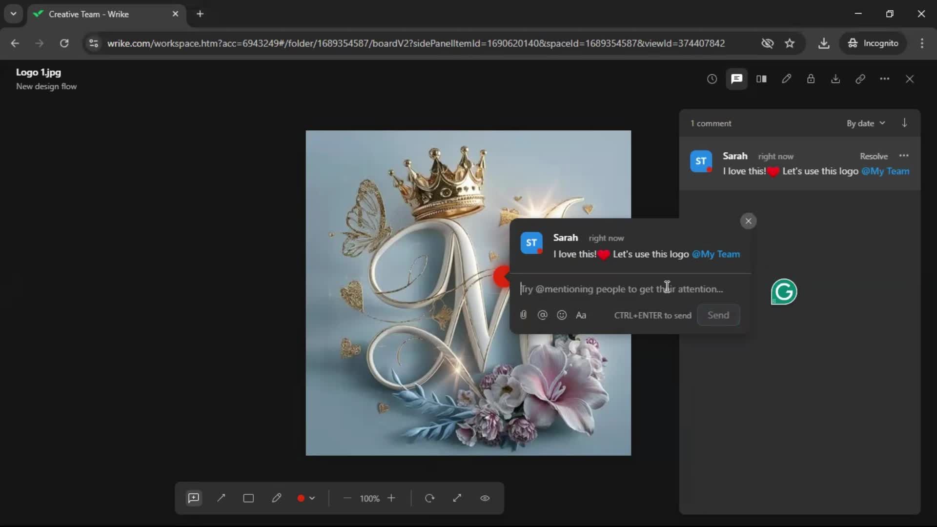 Commenting screenshot