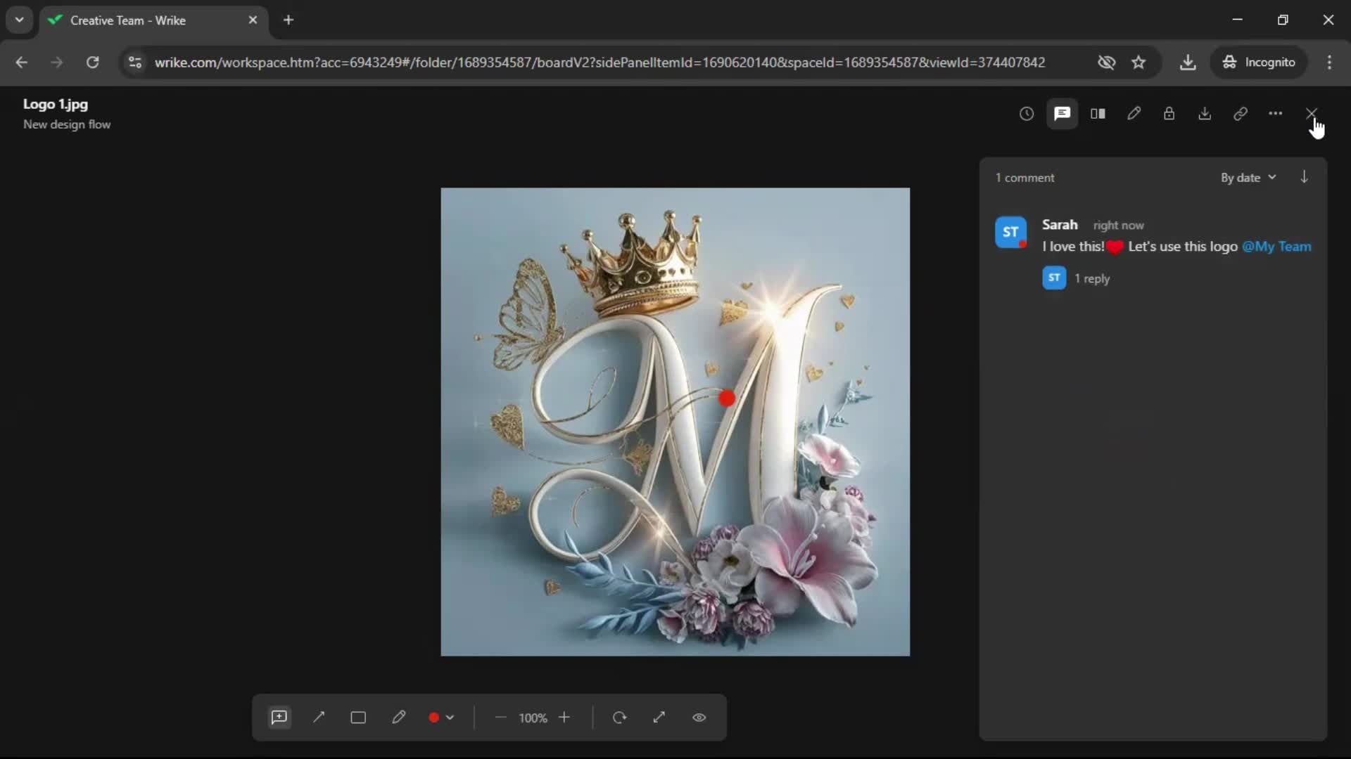 Commenting screenshot