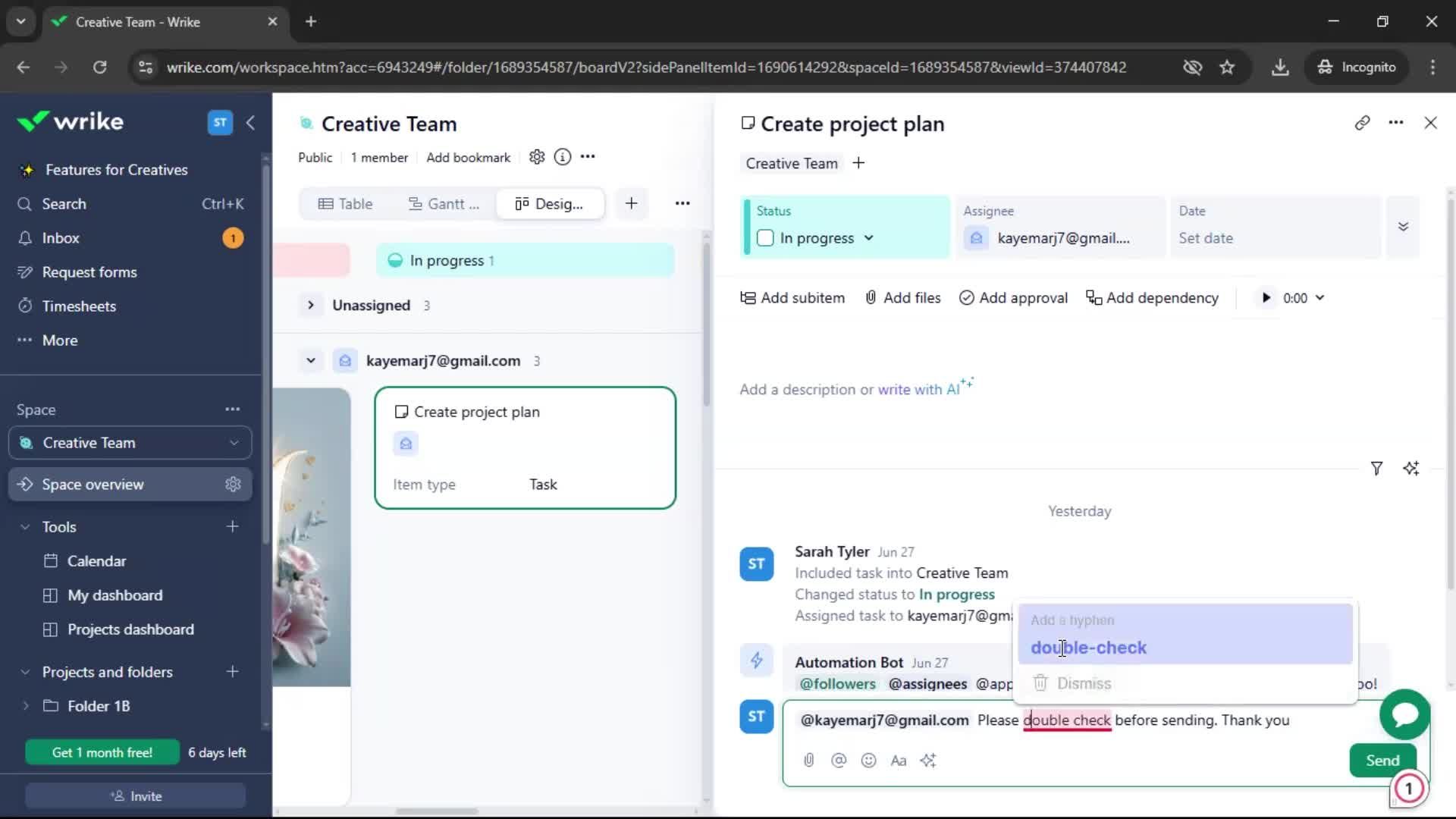 Commenting screenshot