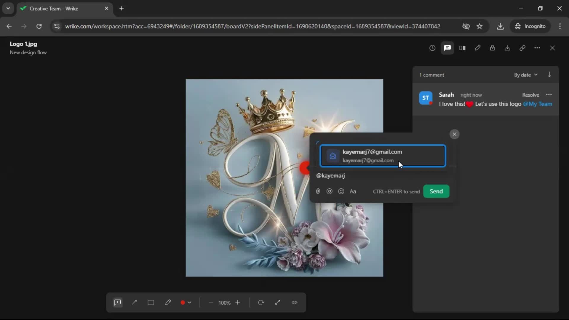 Commenting screenshot