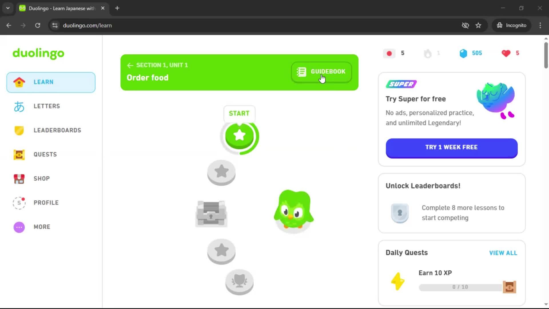 Completing a level screenshot