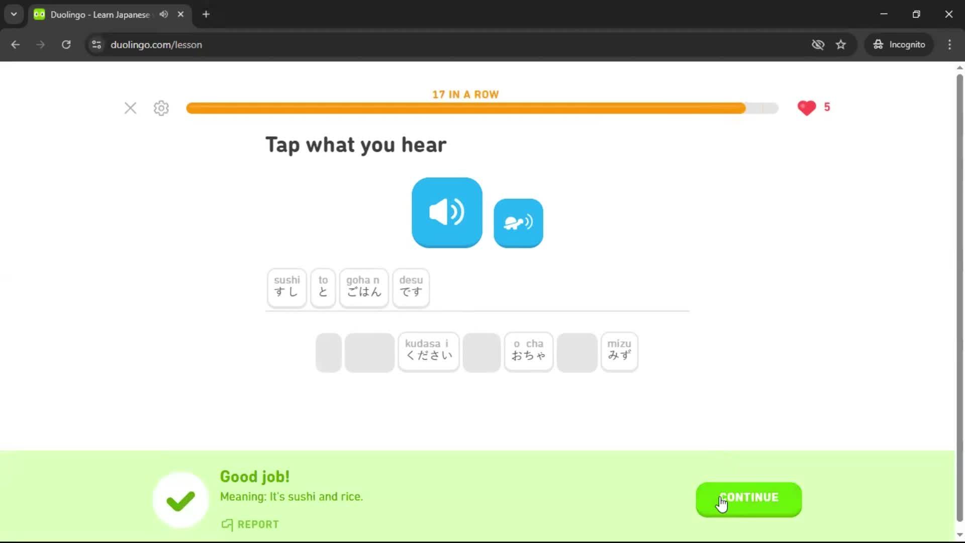 Completing a level screenshot