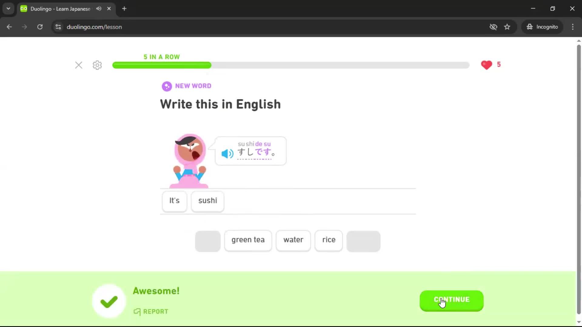 Completing a level screenshot