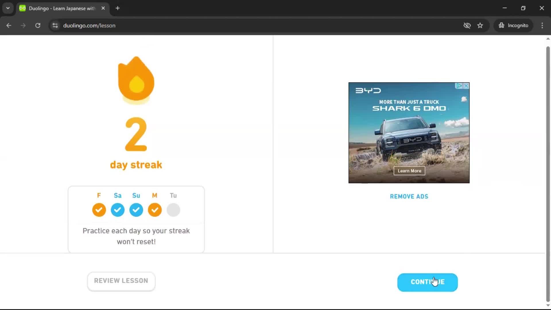 Completing a level screenshot