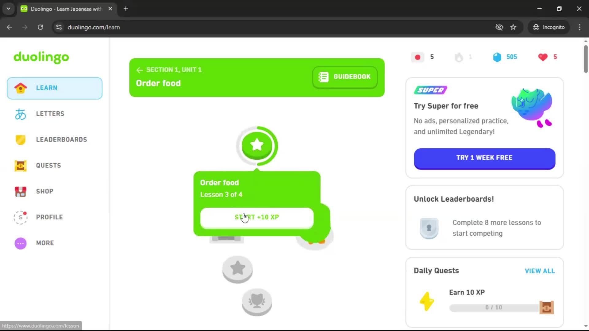 Completing a level screenshot