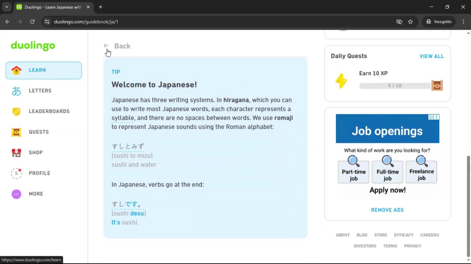 Completing a level screenshot