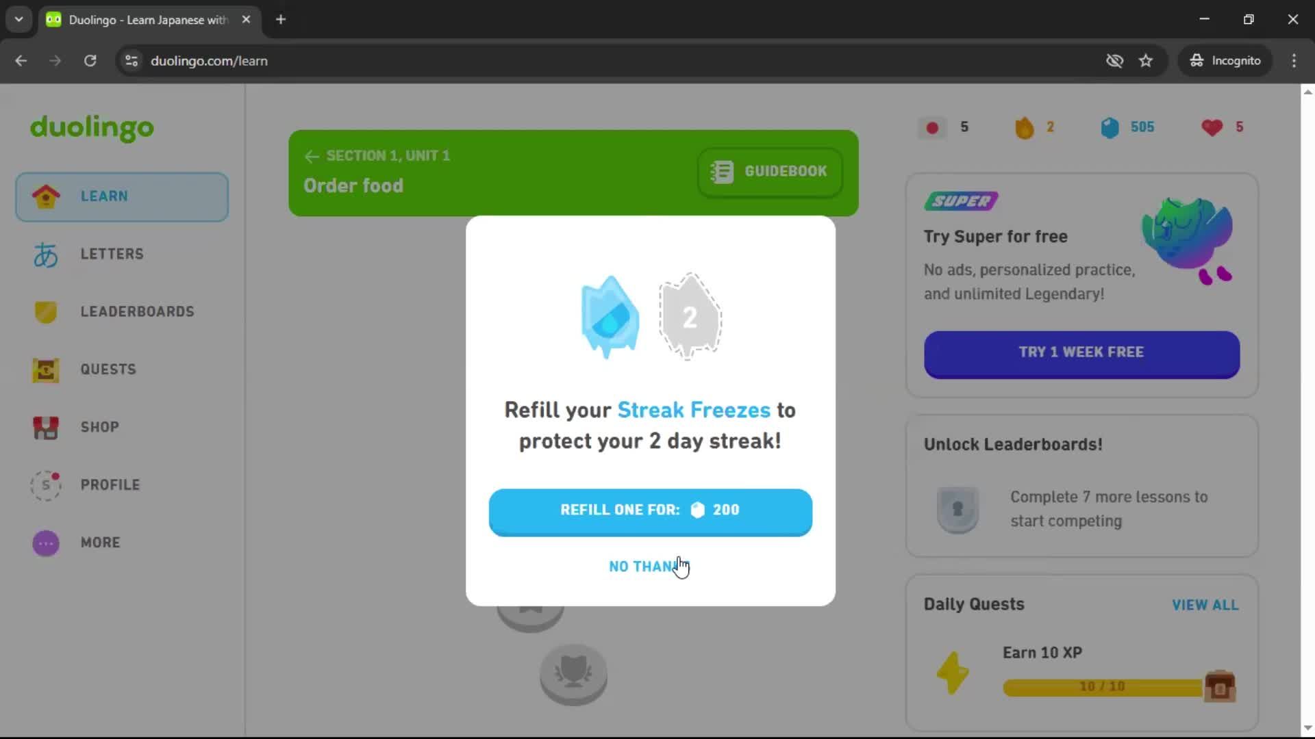 Completing a level screenshot