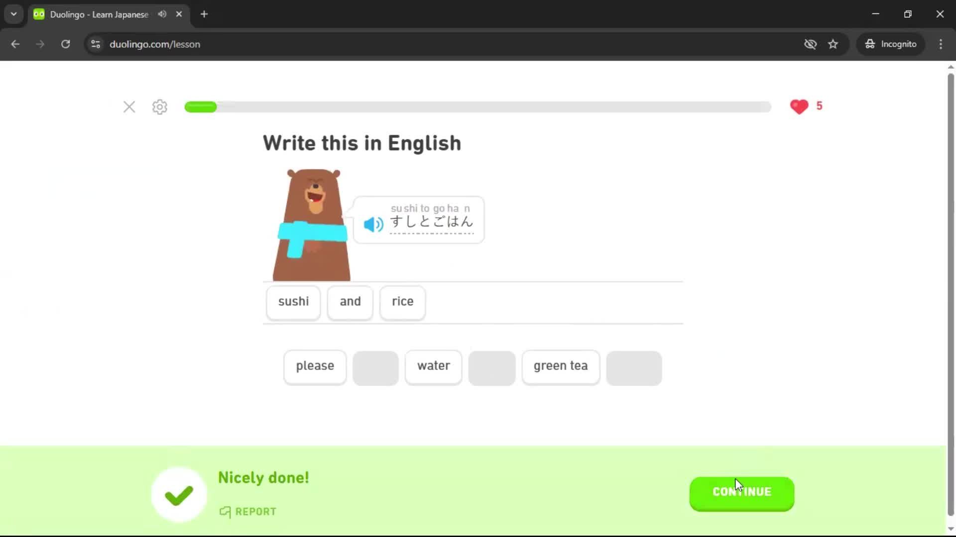 Completing a level screenshot