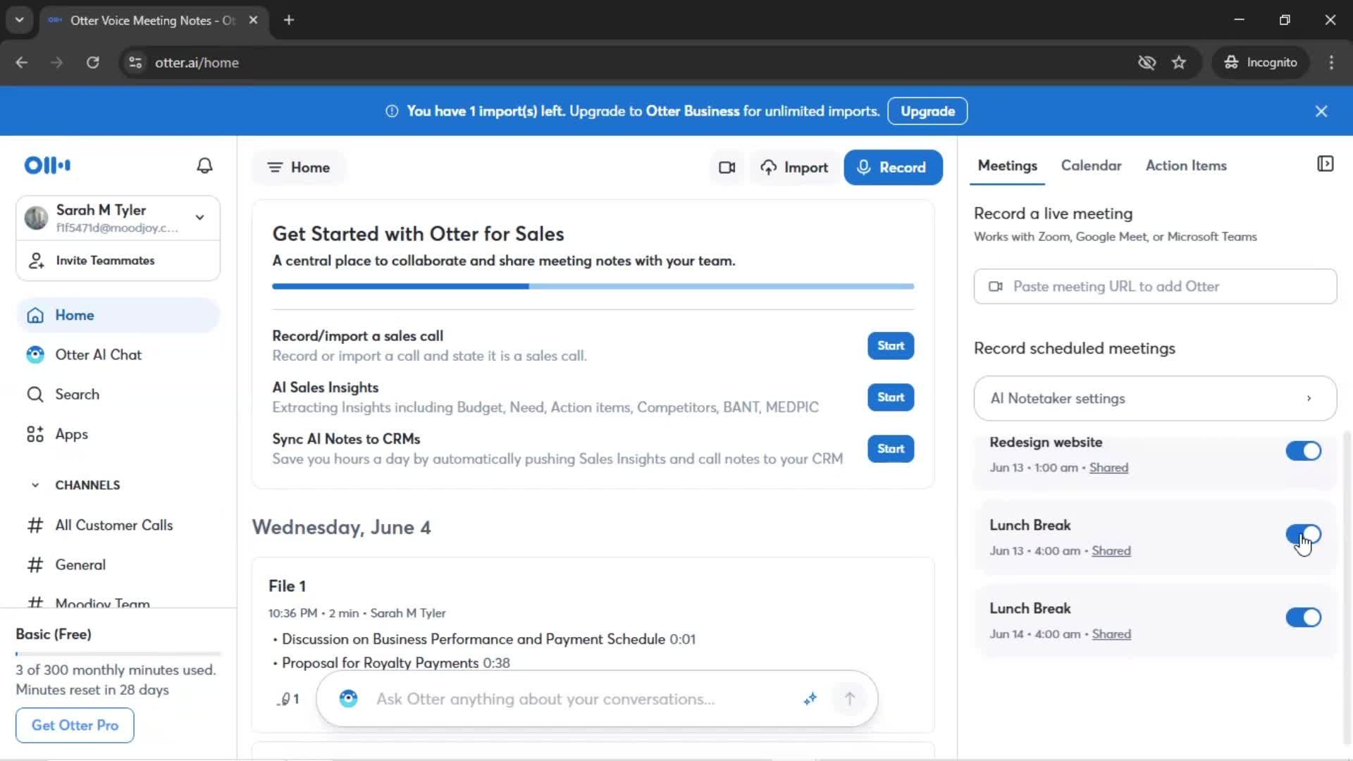 Connecting a calendar screenshot