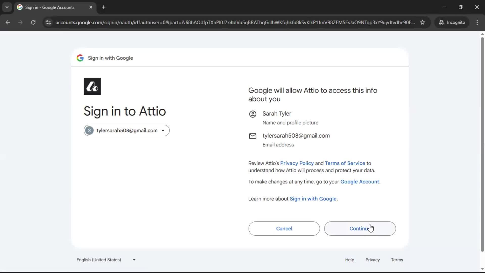 Connecting an integration screenshot