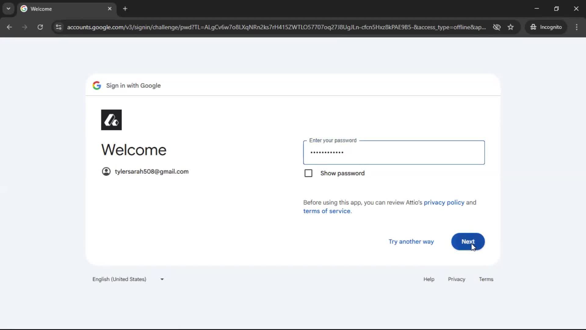 Connecting an integration screenshot