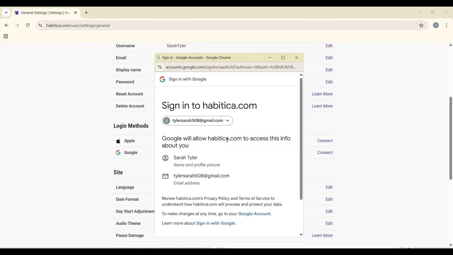 Connecting an integration screenshot