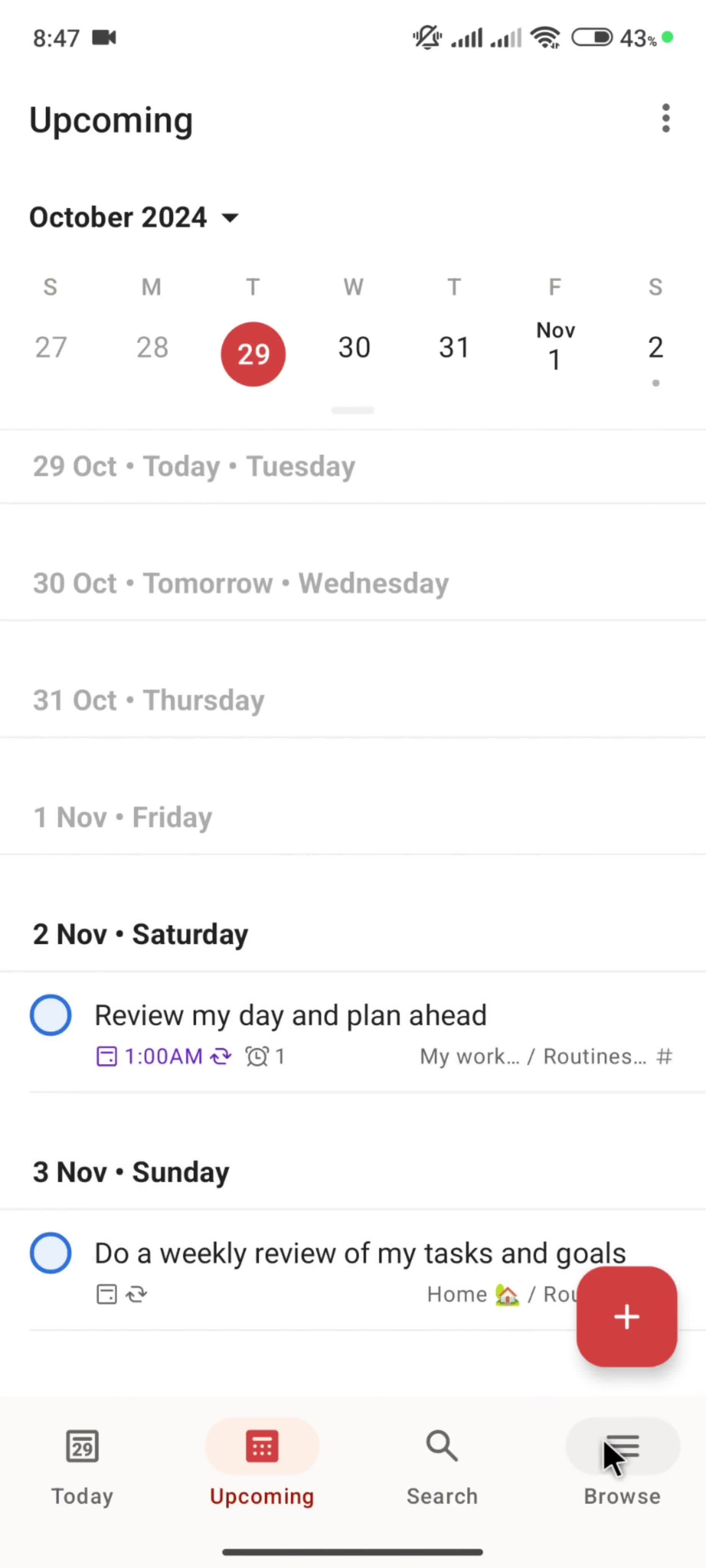 Connecting a calendar screenshot