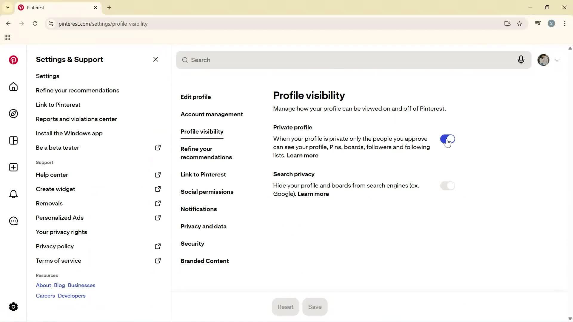 Creating a business profile screenshot