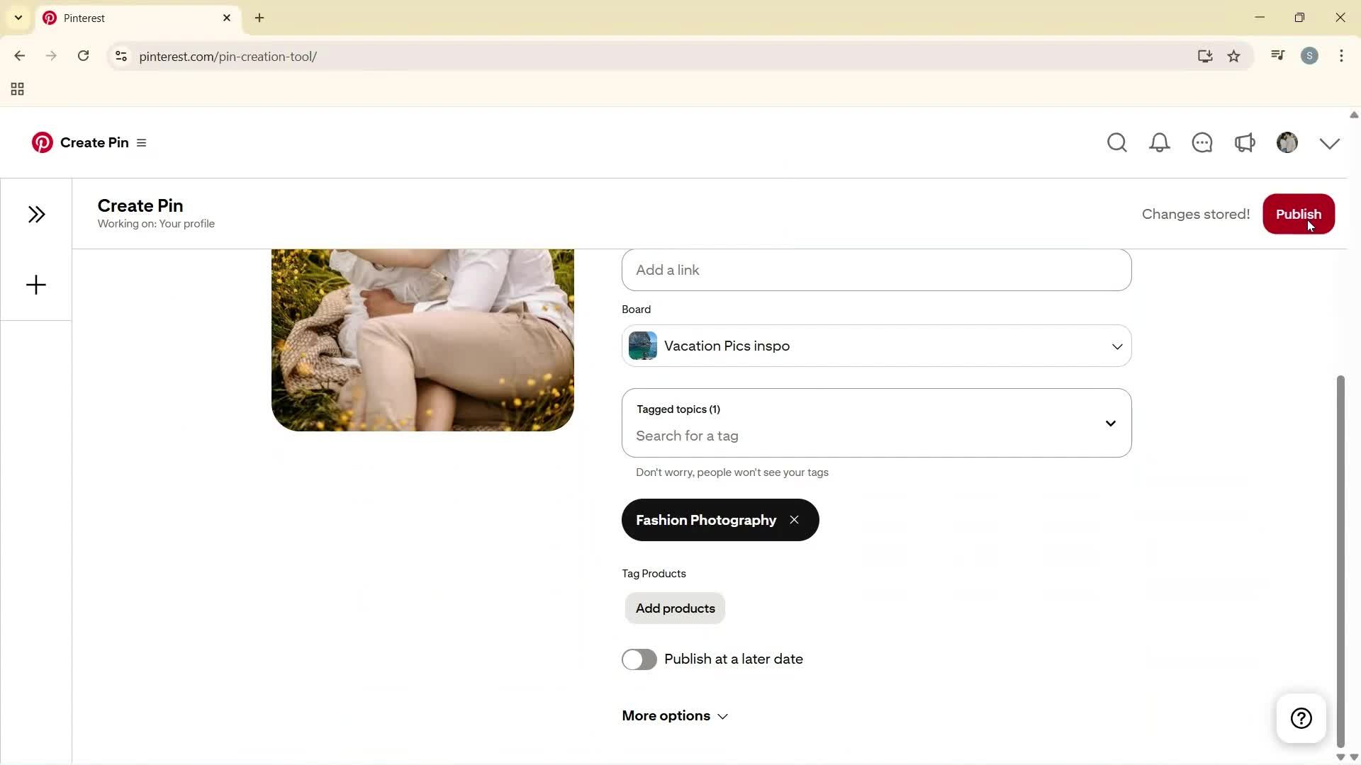 Creating a business profile screenshot