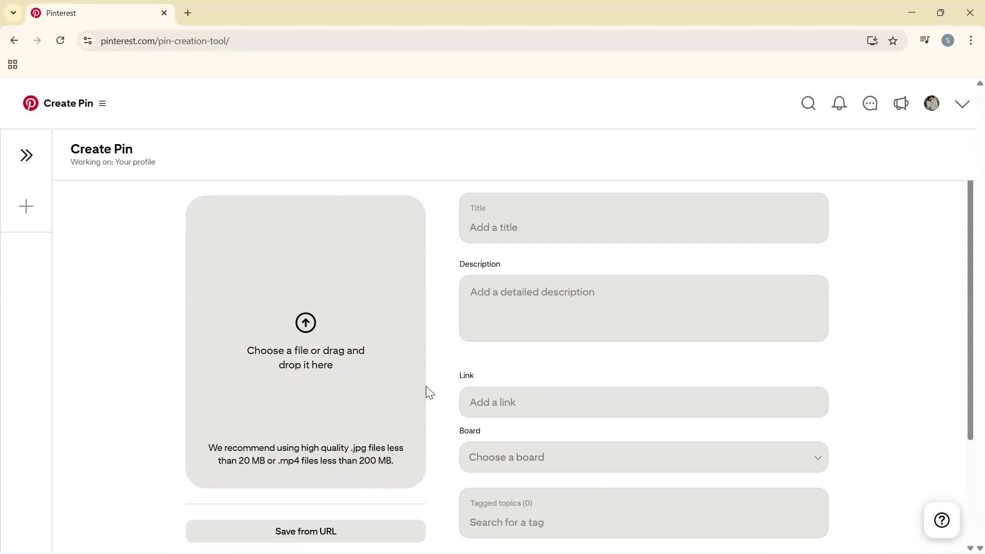 Creating a business profile screenshot