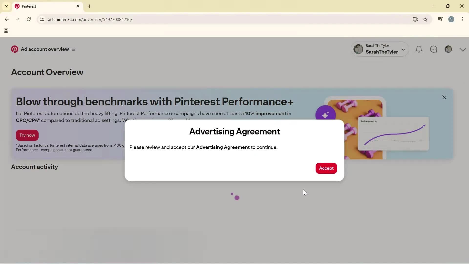 Creating a business profile screenshot