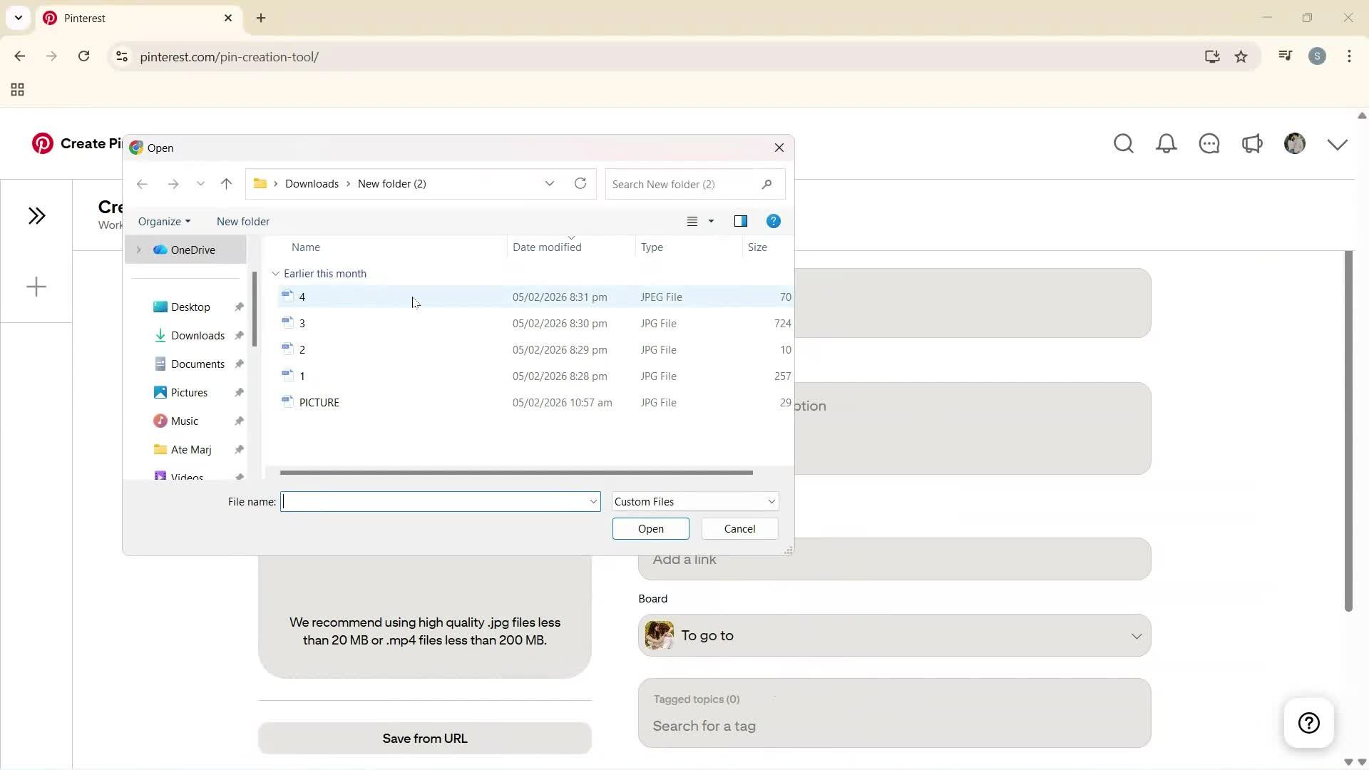 Creating a business profile screenshot