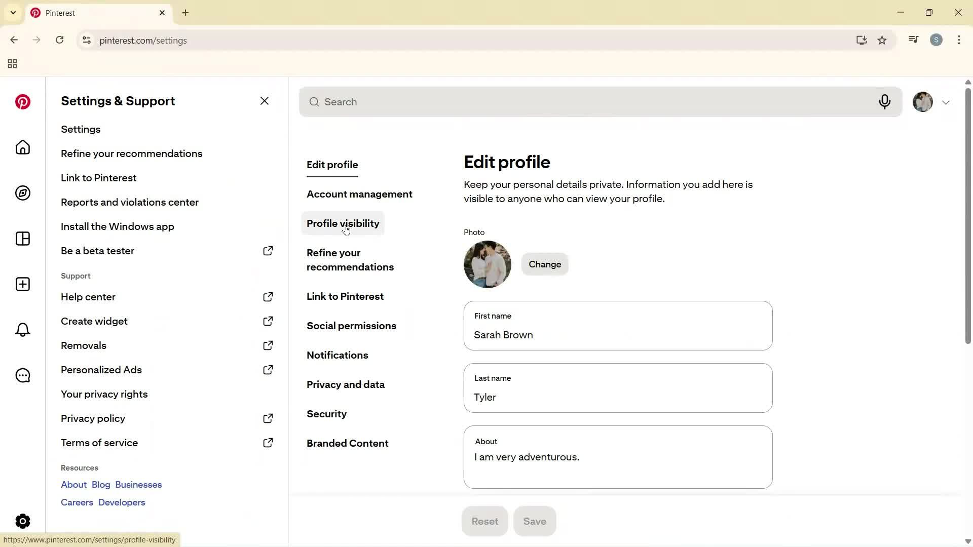 Creating a business profile screenshot