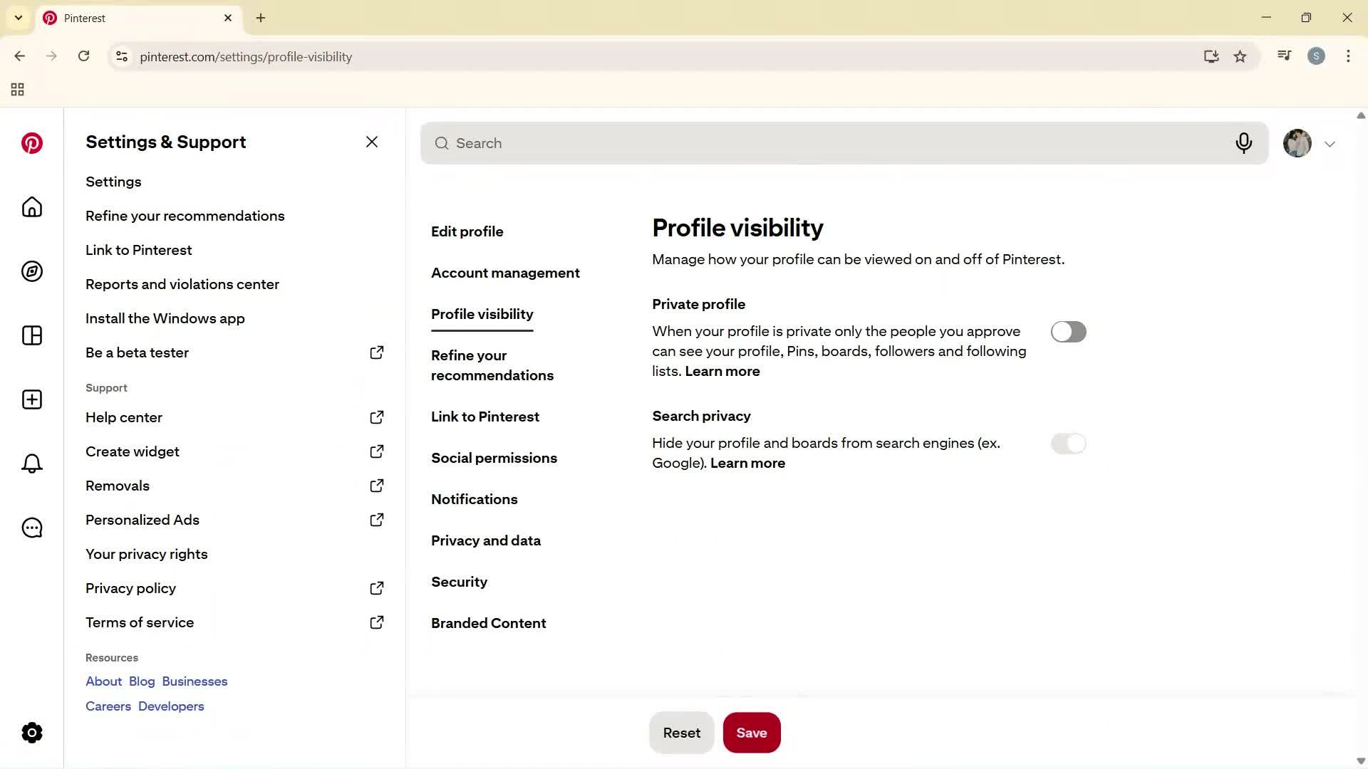 Creating a business profile screenshot