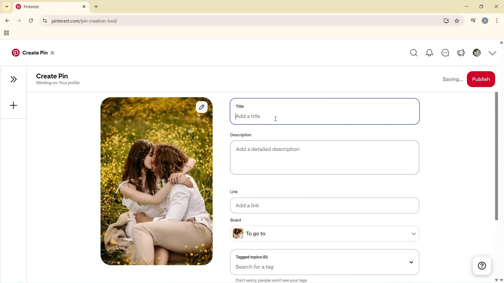 Creating a business profile screenshot