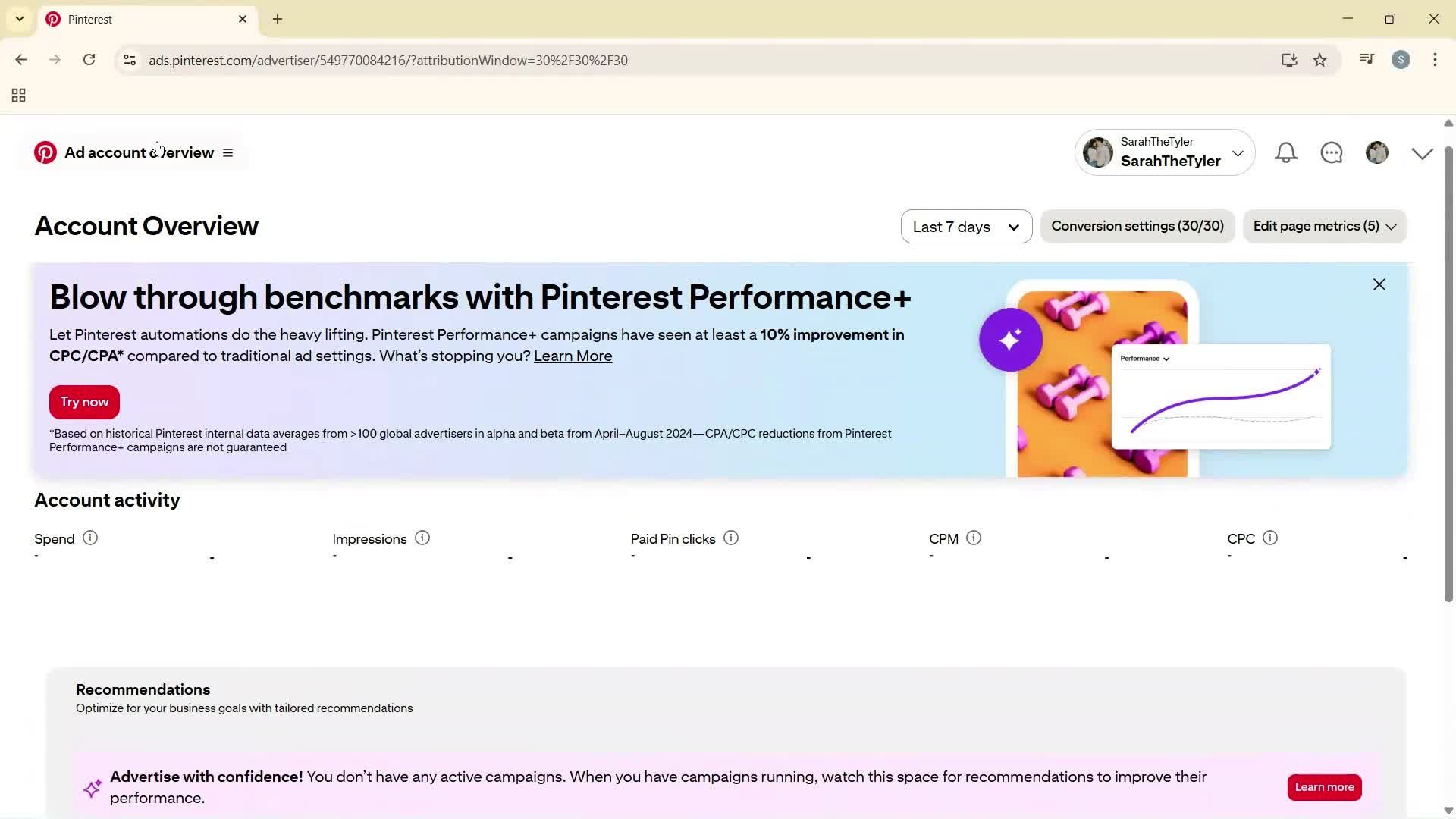 Creating a business profile screenshot