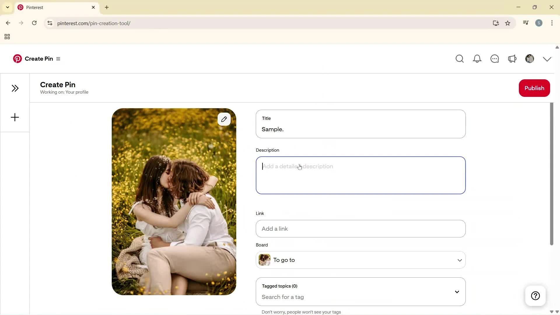 Creating a business profile screenshot