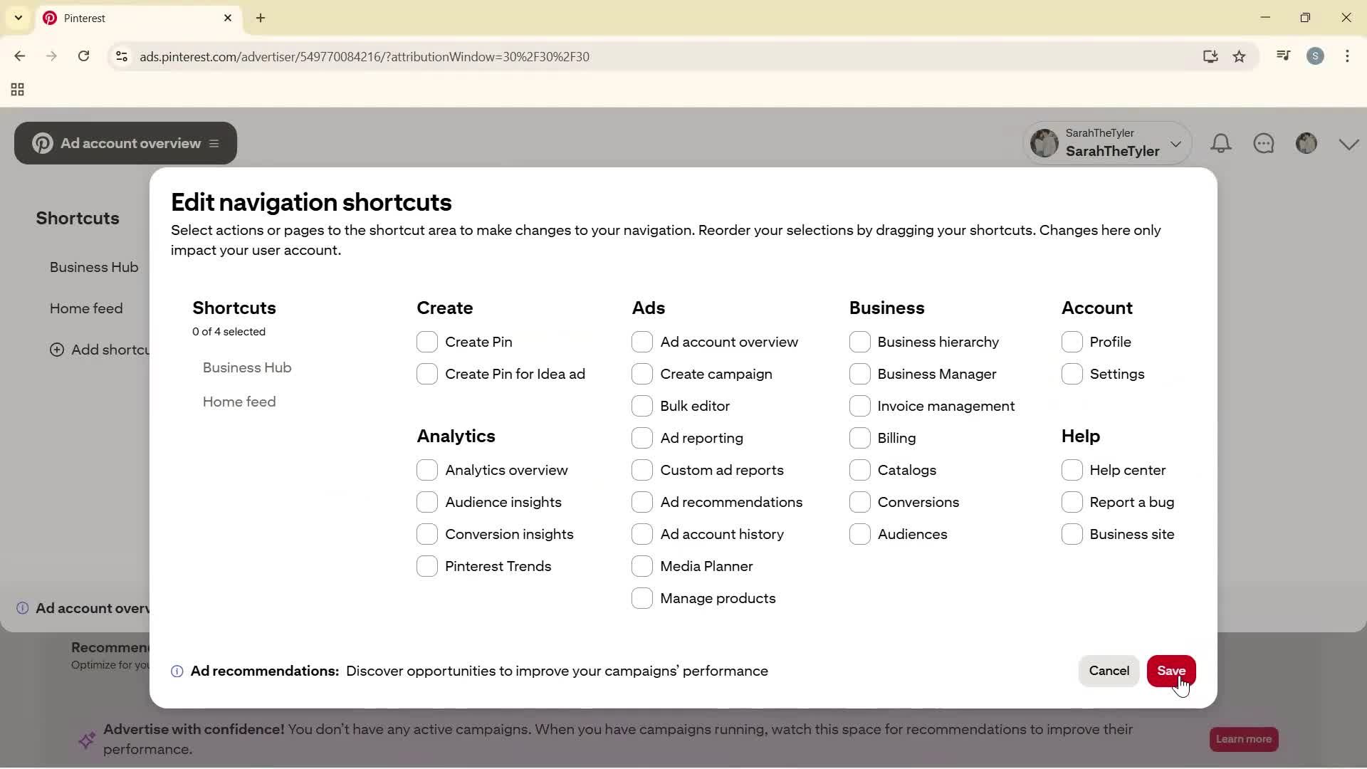 Creating a business profile screenshot