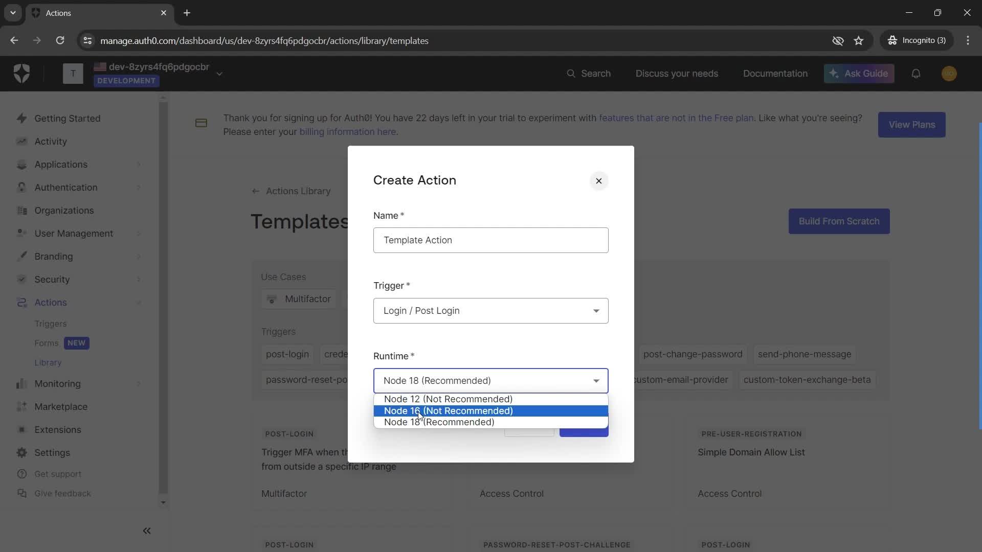 Creating an action screenshot