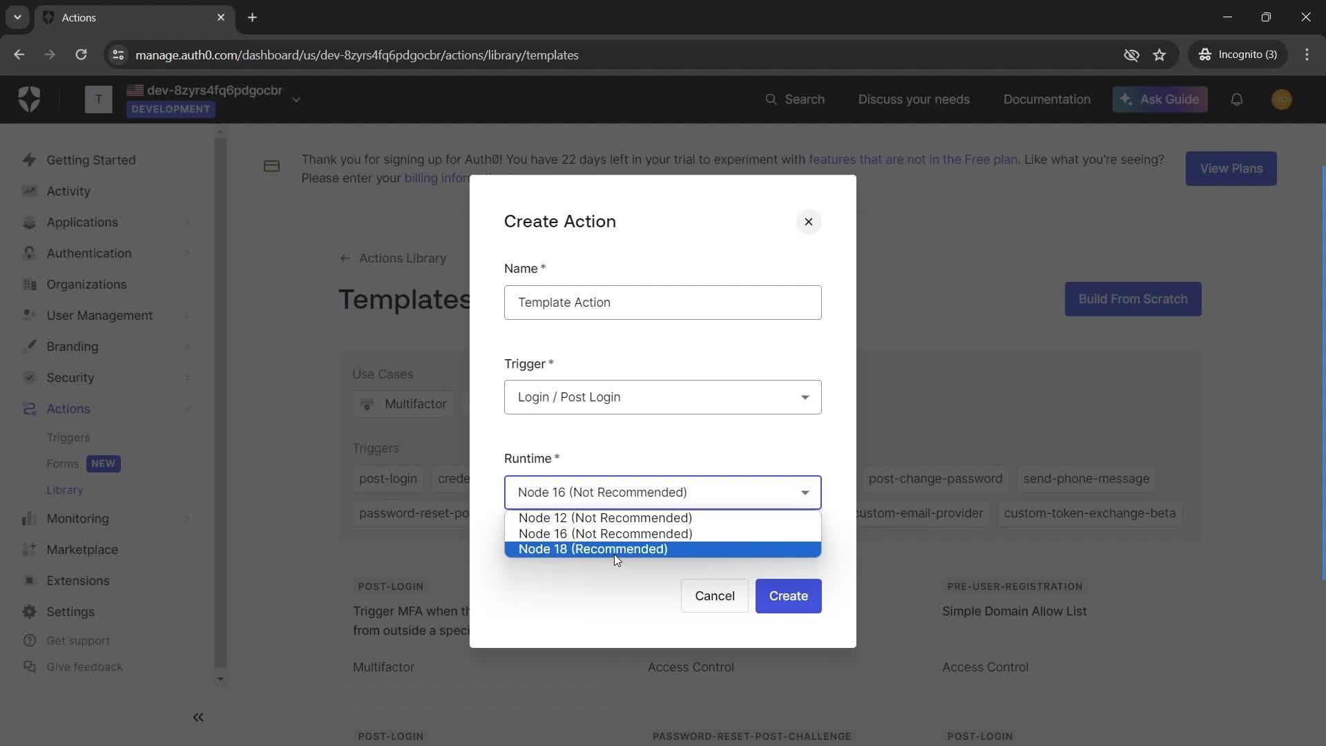 Creating an action screenshot