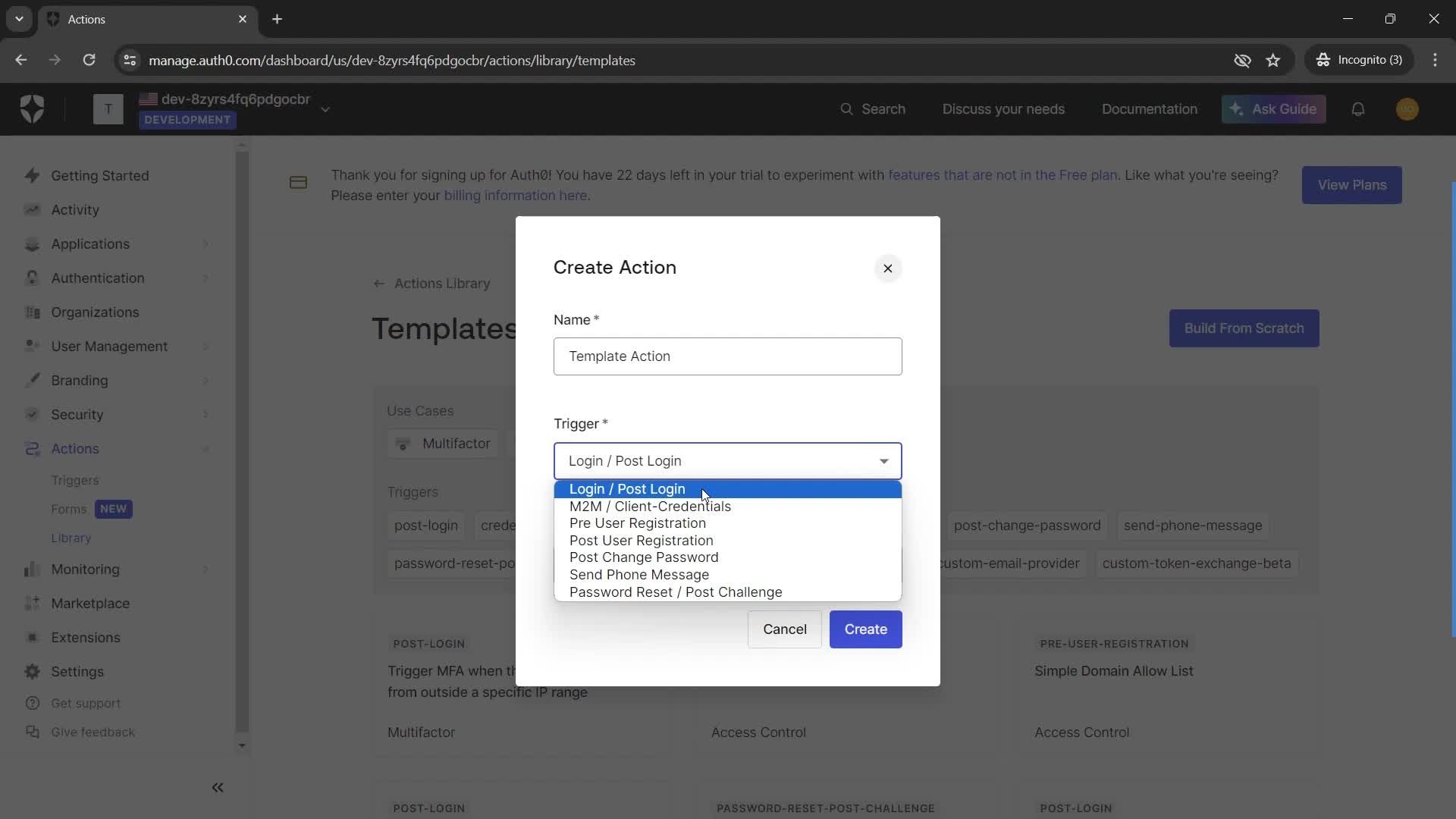 Creating an action screenshot