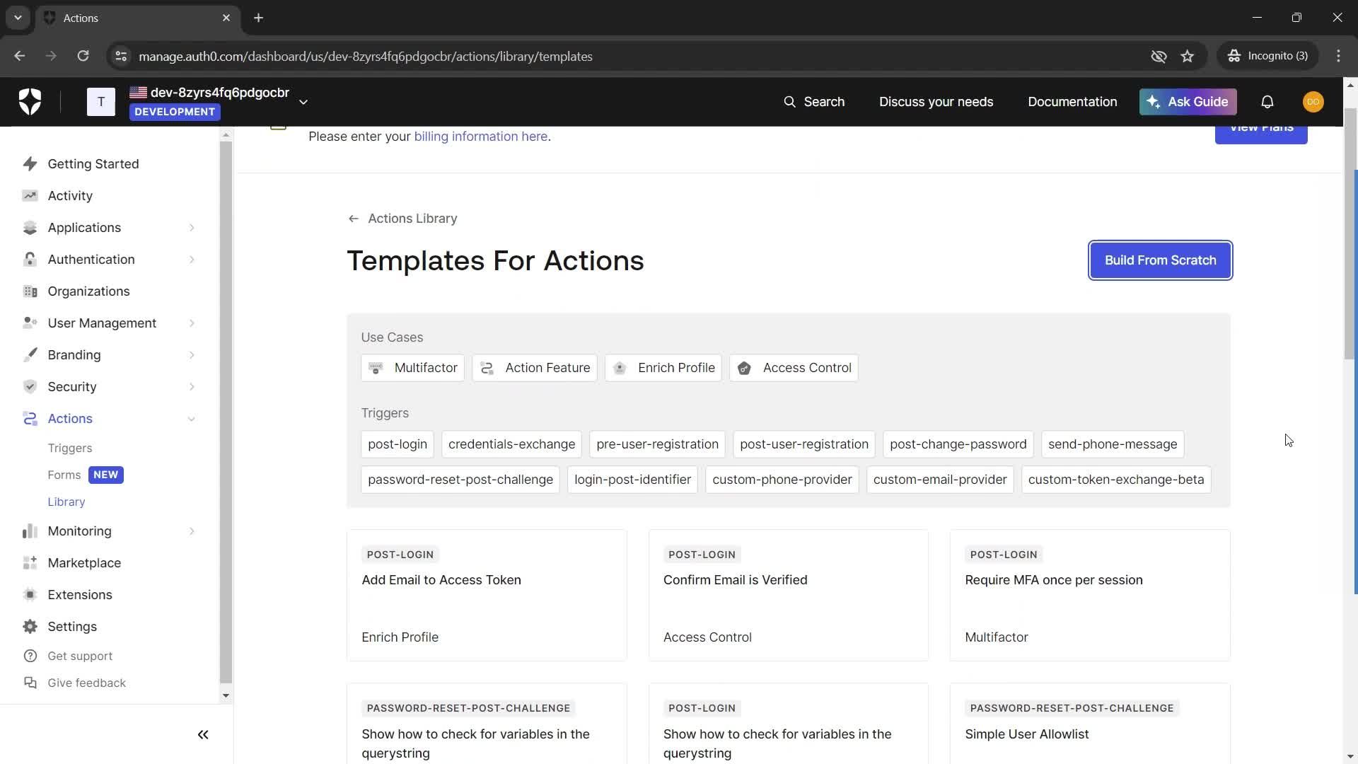 Creating an action screenshot