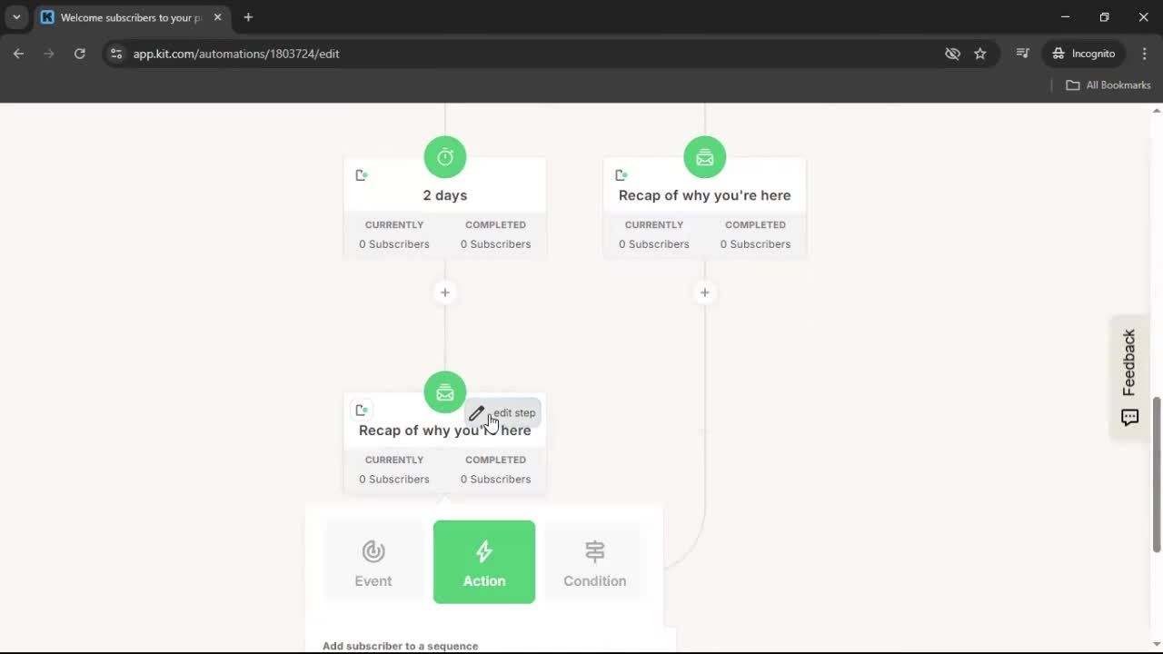 Creating an automation workflow screenshot