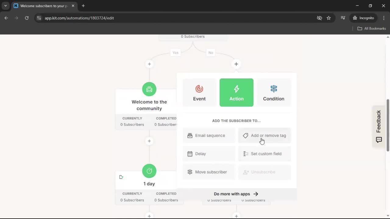 Creating an automation workflow screenshot